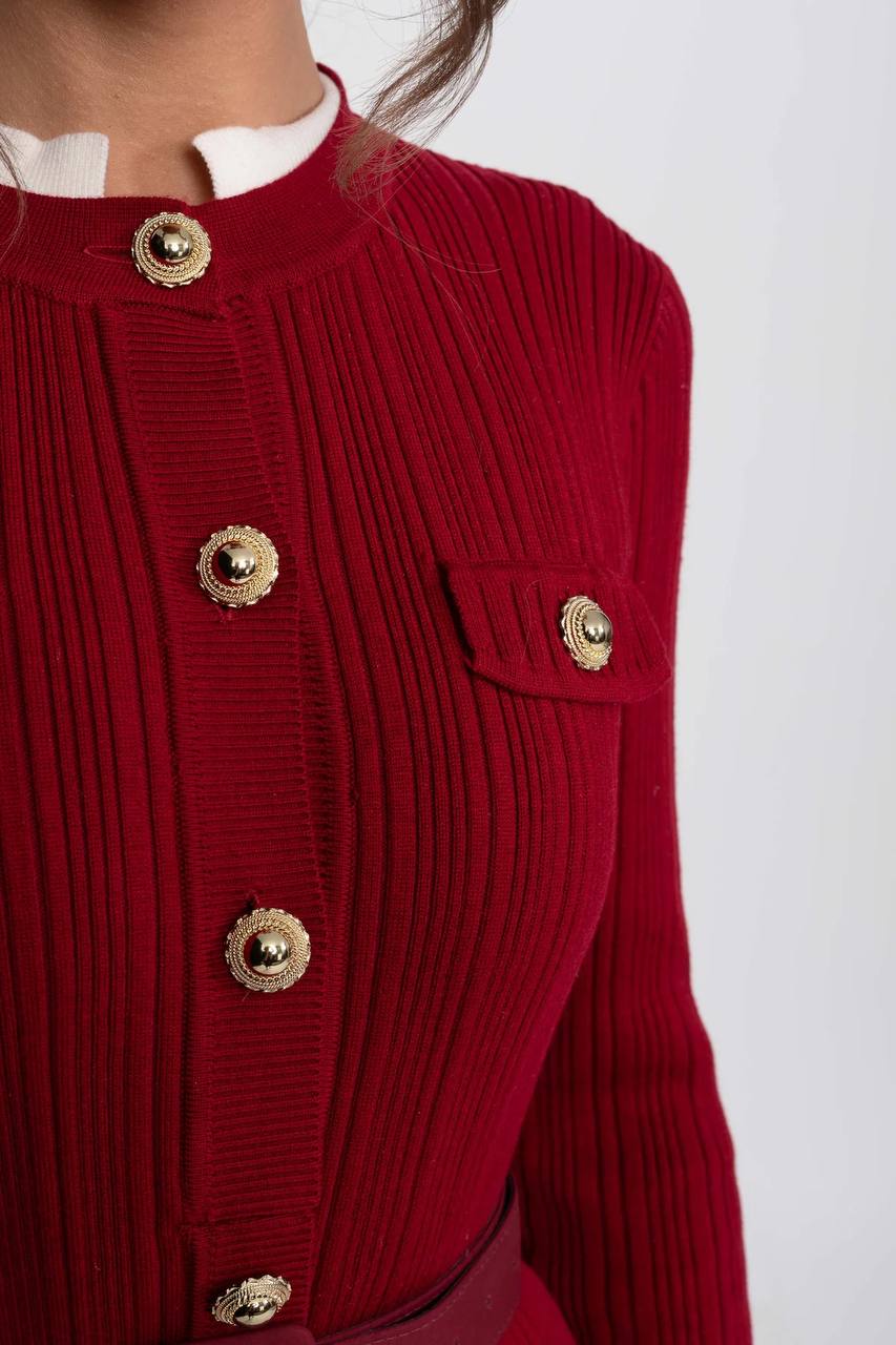 Knitted Button-Detail Midi Dress