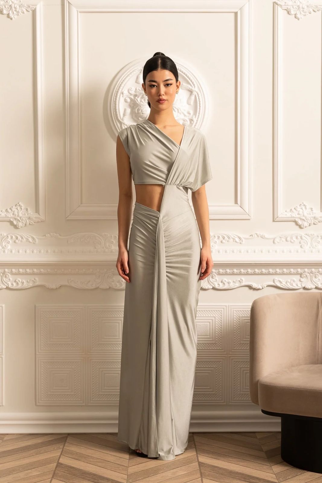 Elara Cut-Out Maxi Dress Sage