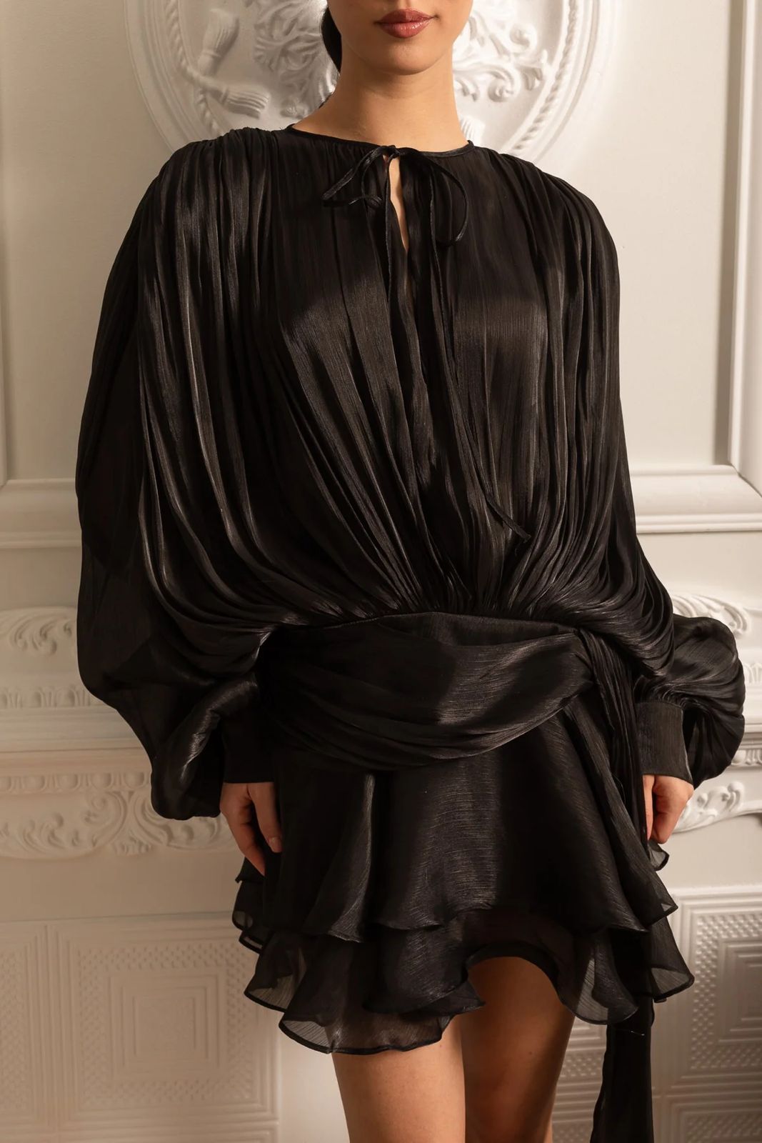 Liora Silk Mini Dress Black