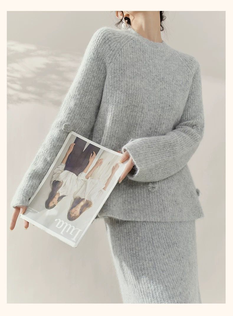 Grey Bloom Knit Set