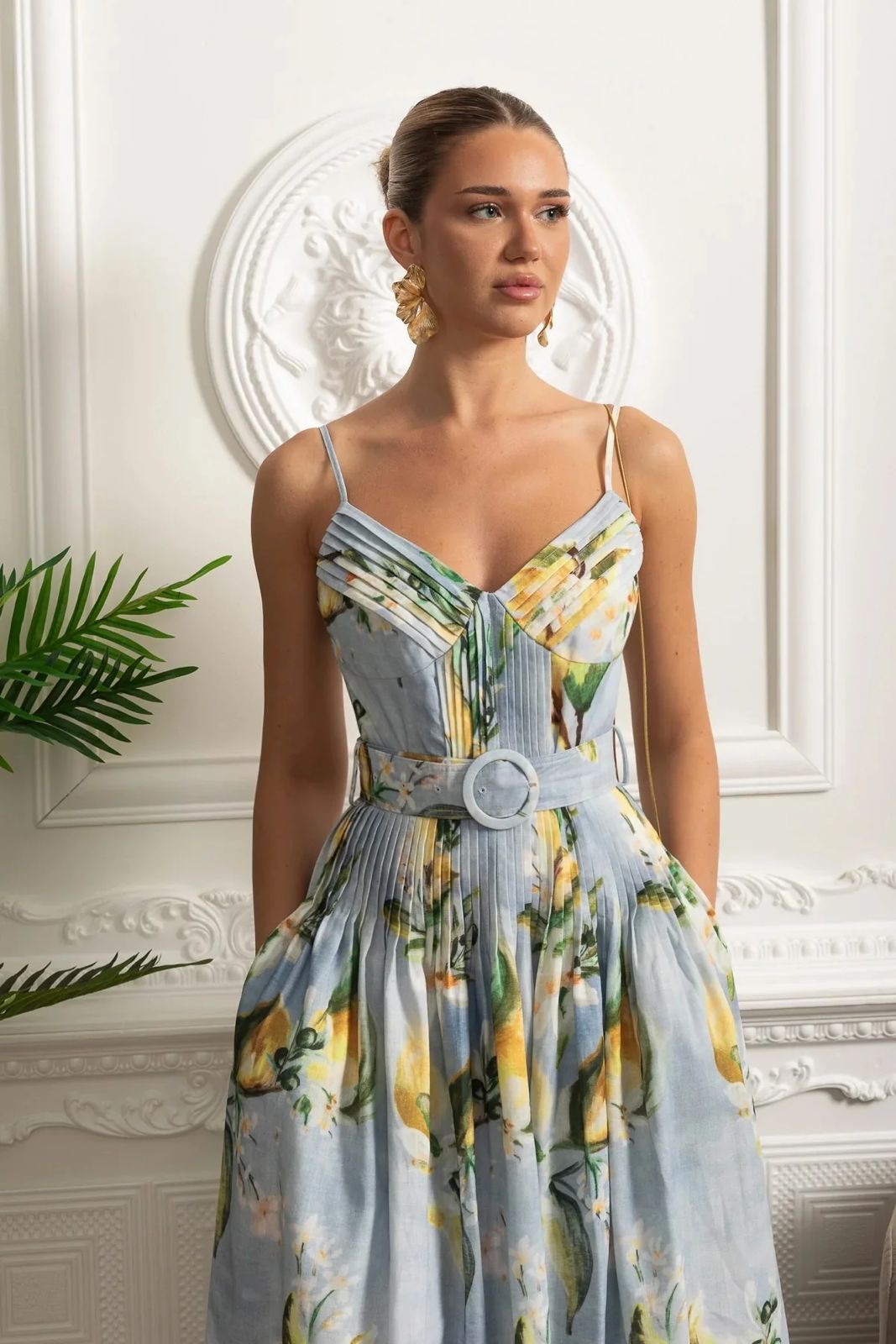 Sunset Pleated Midi Dress