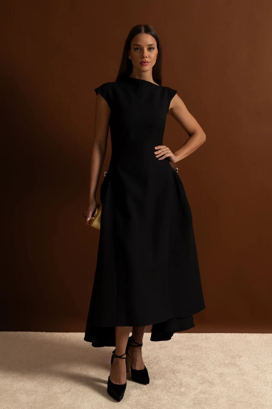 Sculpted Draped Midi Dress