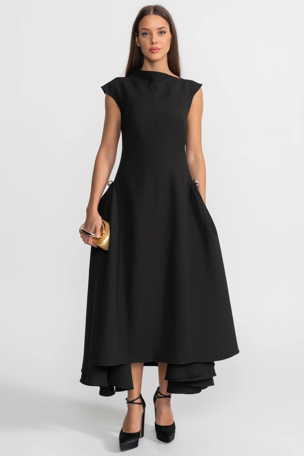 Sculpted Draped Midi Dress