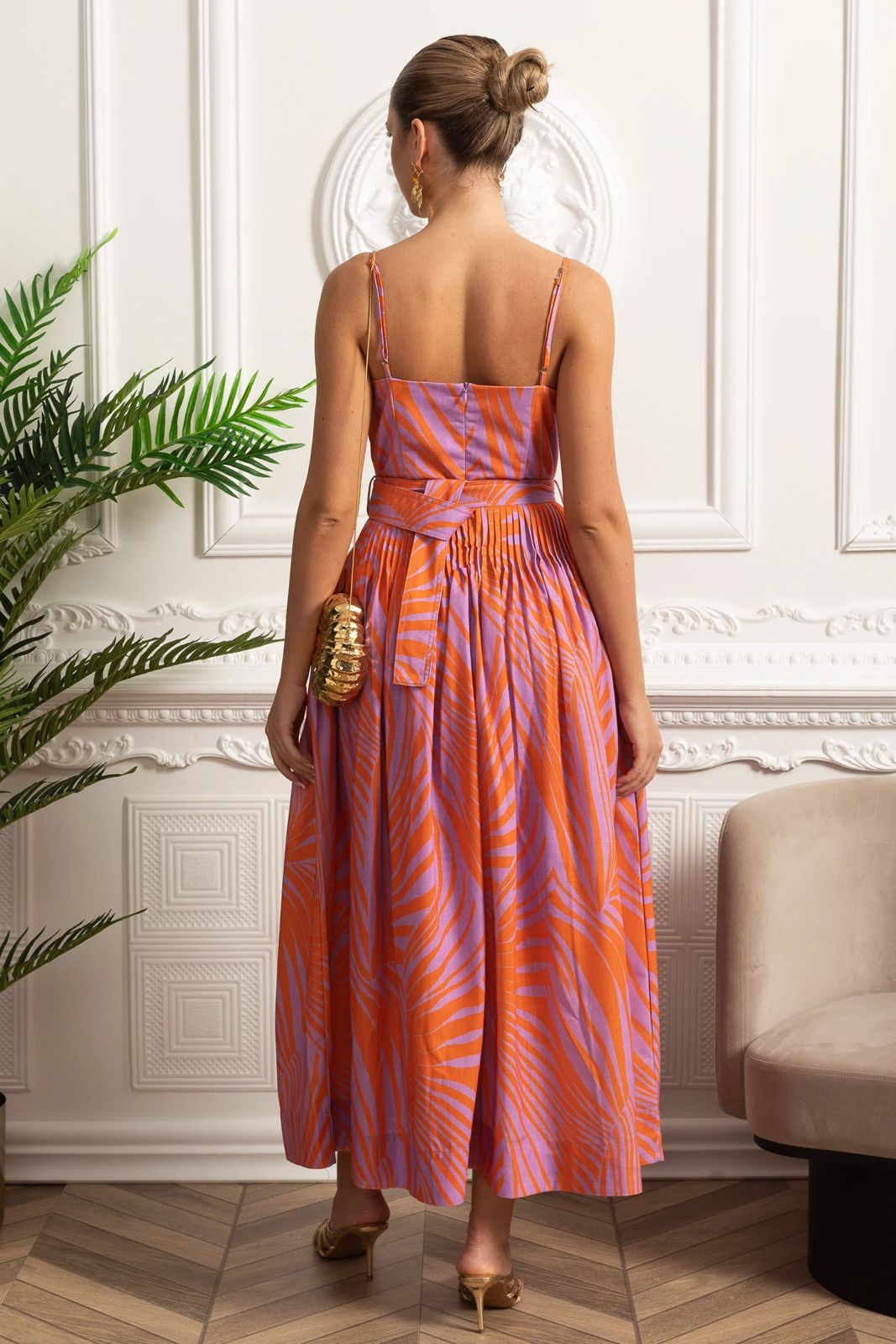 Sunset Pleated Midi Dress