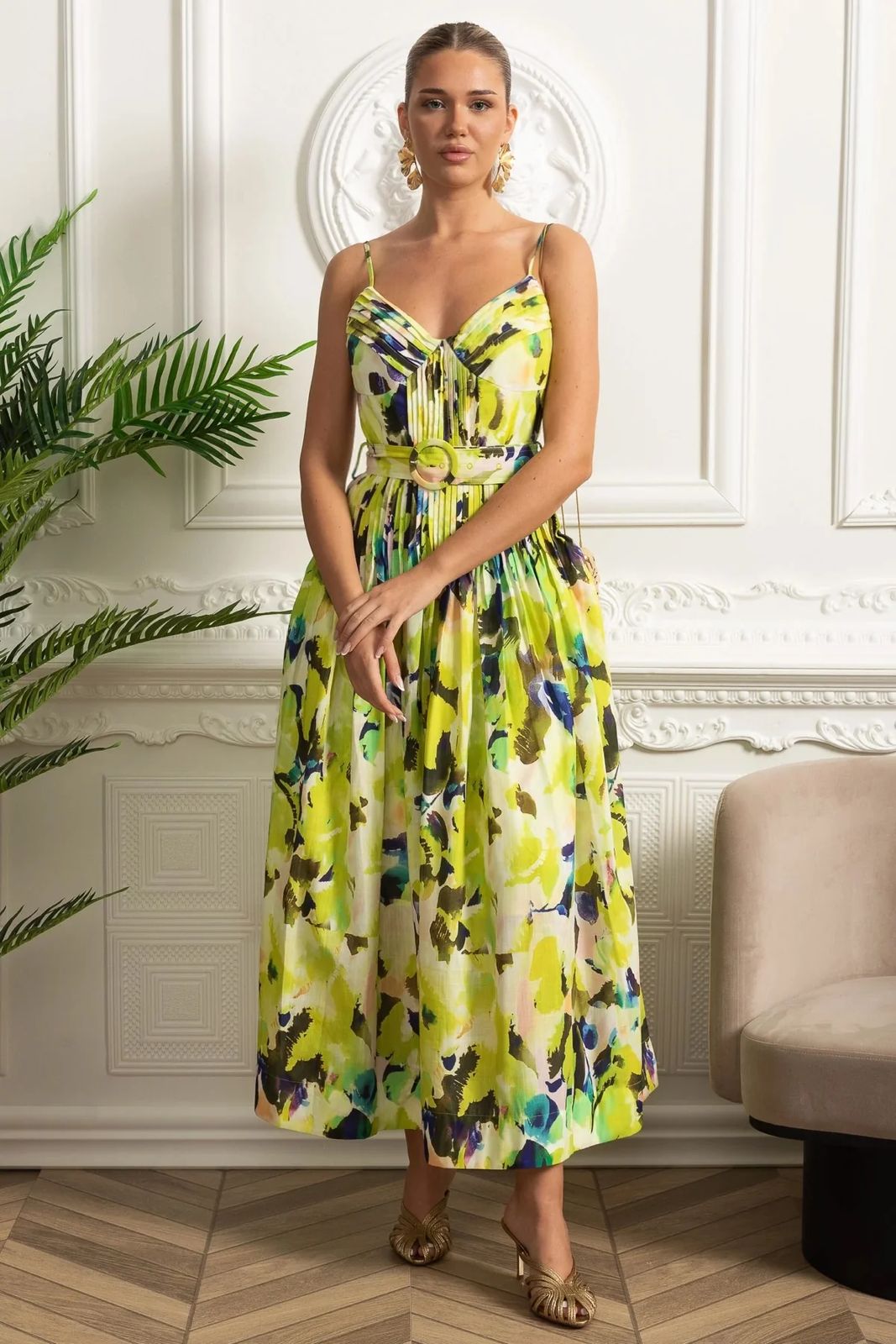 Sunset Pleated Midi Dress