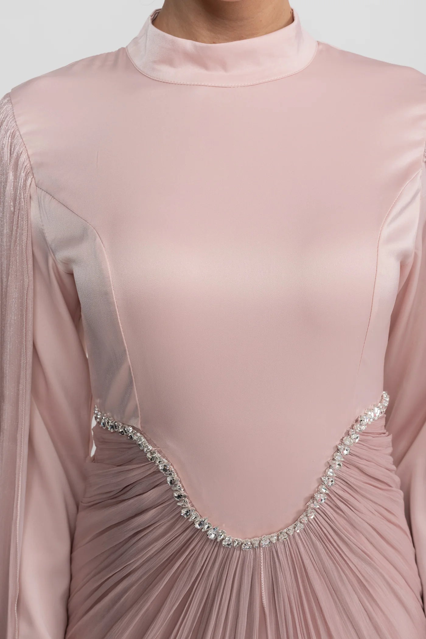 Aurora — blush maxi dress with draped waist