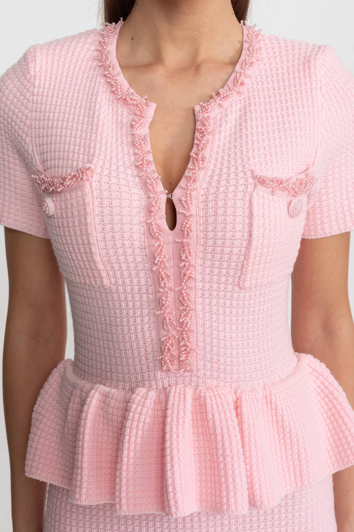 Rosalie pink peplum midi dress