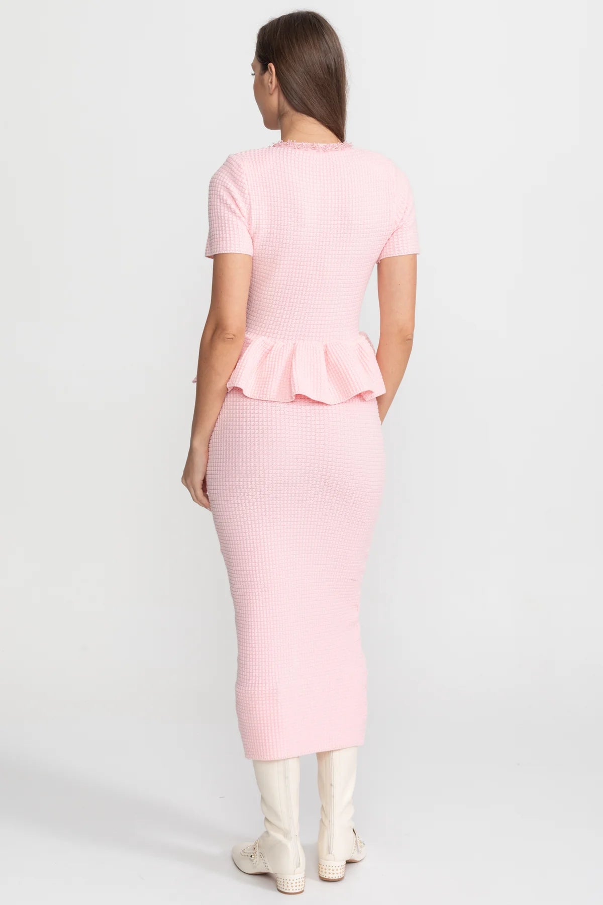 Rosalie pink peplum midi dress